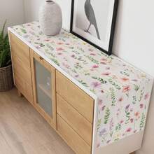Spring Flower Eucalyptus Leaves Table Runner Holiday Party Decor Washable Farmhouse Kitchen Dining Table Runner Wedding Decorations - Multicolor - View 6