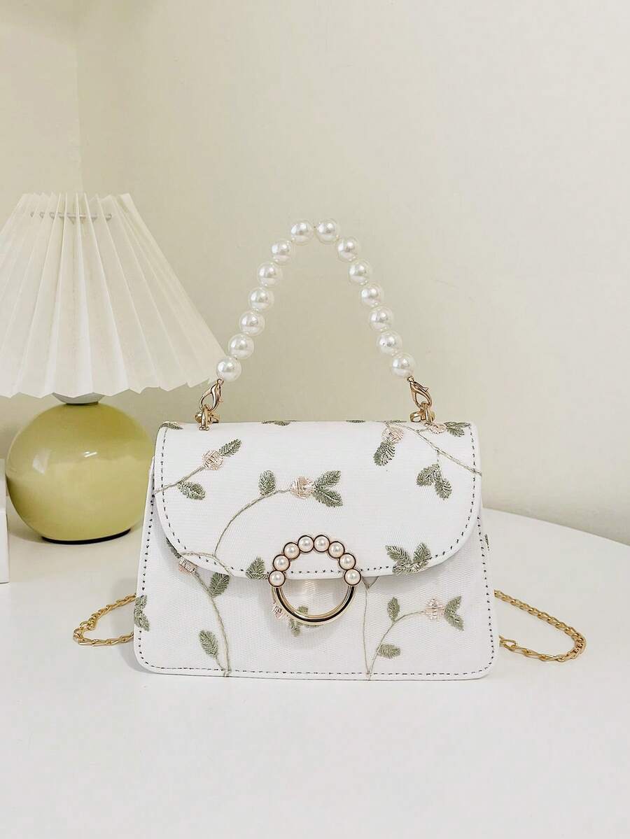 Sac à main brodé de perles, élégant et à la mode, pour femme. - Blanc - Voir 1