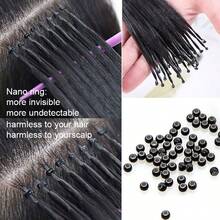 Thick Nano Ring Loop 100% Human Remy Hair Pre Bonded Keratin Fusion Tip Micro Bead Hair Extensions 1g/Strand 50g/Set Straight 14"16"18"20"22"24" #24 Natural Blonde #27 Dark Blonde #60 Platinum Blonde #613 Bleach Blonde - #613 Bleach Blonde - 查看 6