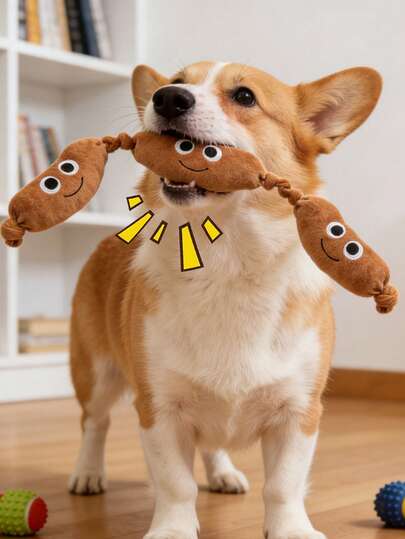 1pc Pet Sausage Squeaky Toy, Dog Chew Toy For Teething & Interactive Play, Simulated Toy For Cats Scratching & Biting Entertainment