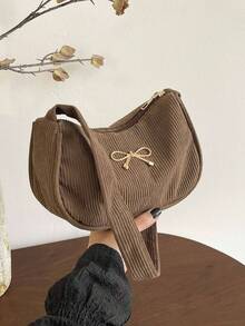 1个女童休闲单肩包，儿童休闲包，零钱包，轻便易携，拉链封口，日常收纳包，旅行假日购物户外超市节日礼物，送给女儿的礼物，时尚纯色灯芯绒休闲包，钥匙扣，适合儿童、学生、女孩、青少年、闺蜜旅行配件 - 彩色 - 查看 14