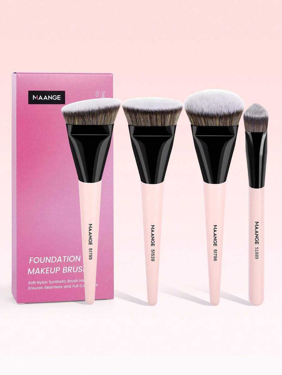 MAANGE 2/4件套专业面部化妆刷套装，包含粉底刷、遮瑕刷、高光刷、轮廓刷、腮红刷、散粉刷、鼻影刷，化妆工具，化妆配件，送朋友的礼物，美妆刷套装，旅行化妆刷套装 - 彩色 - 查看 1
