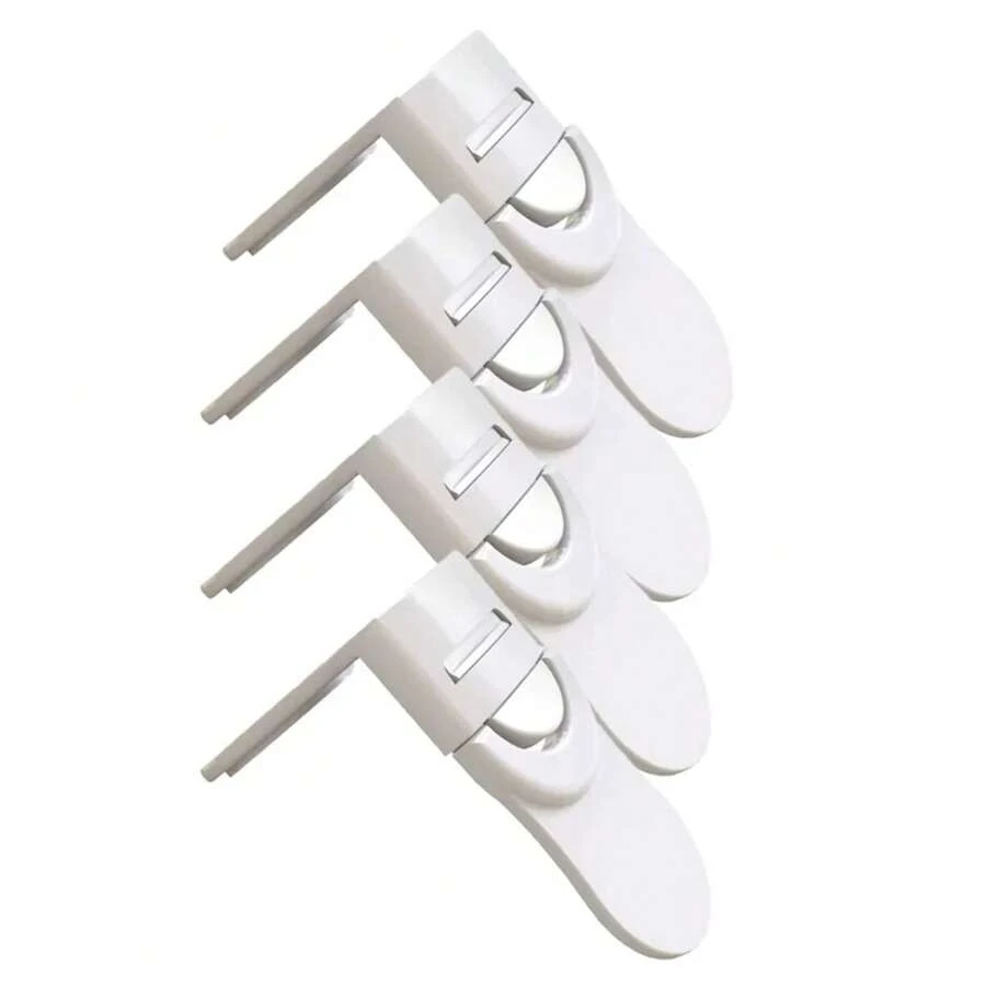 Baby Drawer Lock, Anti-Pinch Hand Cabinet Drawer Locks, White Plastic Buckle For Child Protection AU31 - 4pcs - View 1