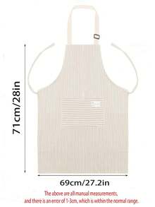 1pc Linen Waterproof Apron, Blue Gray Brown White Striped Apron, Adult Kitchen Apron, Breathable Fashion Waterproof Apron, Kitchen Supplies - View 5