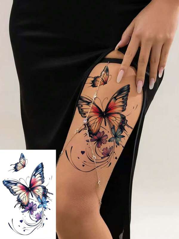 Colorful Butterfly Temporary Tattoos, Suitable For Women, Waterproof Fake Tattoo Stickers, Lasting 3-5 Days, Body Decoration Stickers Can Cover Scars, Suitable For Parties, Gifts, Vacations, Easy To Apply And Remove One-Time Tattoo Stickers