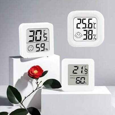 2 Stücke/4 Stücke Mini Hygrometer Thermometer für Zuhause, elektronisches Innentemperaturmessgerät, Haushalts- und Autofeuchtemonitor, hochpräzise zum Aufhängen an der Wand, klein und tragbar, geeignet für Innen, Außen, Schlafzimmer, Esszimmer, Büro, Reptilienhabitat