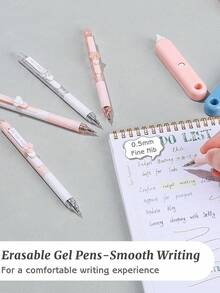 Bộ 2 bút bi gel hình động vật dễ thương, có thể xóa được, màu hồng hoạt hình, ngòi 0.5mm, mực đen/xanh dương, thích hợp cho học sinh và sử dụng văn phòng. - nhiều màu - Xem 5