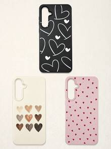 3件套爱心印花仿皮纹理防摔防刮防滑手机壳，可爱爱心美学设计（红色迷你爱心、米色渐变爱心、白色线条爱心），兼容 11/12/13/14/15/16/16 Plus/17/17 Pro/17 Pro Max/16e 和 Galaxy S24 Ultra/S25 Ultra/A06 - 彩色 - 查看 23