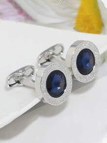 2pcs Minimalist Round Shirt Collar Clips, Fashion Cufflinks, Suitable As Valentine's Day Gift For Men - Silver - View 1