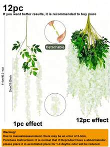24/12 bông hoa tử đằng nhân tạo trang trí treo, vòng hoa lụa cho tiệc cưới, sân vườn, nhà cửa, trang trí mùa xuân, hoa trắng lá xanh, cây bụi lụa dài treo trang trí cho tiệc cưới, sân vườn, nhà cửa, quà tặng Ngày Valentine, sinh nhật, tốt nghiệp. - trắng - Xem 12