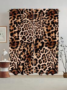 2 Stücke elegante Leoparden-Muster Vorhänge für Wohnzimmer und Schlafzimmer - pflegeleicht, vielseitig leichte Polyestervorhänge mit Gardinenband, geeignet für Wohnzimmer und Schlafzimmer, halbtransparent, ganzjährig verwendbar - Verschiedenfarbig - Übersicht 5