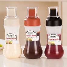 1个五孔挤压式调味瓶，防漏酱汁/调味料分配器，适用于沙拉、烤肉、番茄酱、蛋黄酱、蜂蜜、奶油和其他烹饪/烘焙用料。 - 彩色 - 查看 7