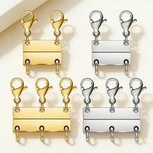 Layered Magnetic Necklace Clasp, 18K Gold And Silver Separators For Stackable Necklace Clasps, Jewelry Clasps For Necklace Separation And Extension - Multicolor - View 1