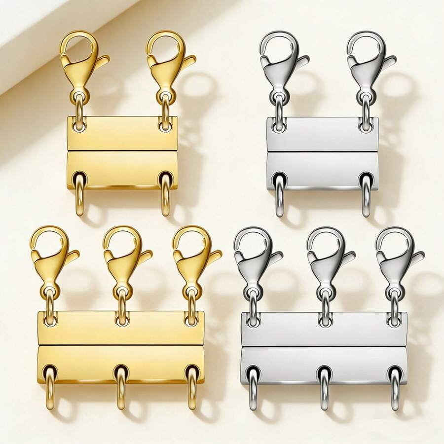 Layered Magnetic Necklace Clasp, 18K Gold And Silver Separators For Stackable Necklace Clasps, Jewelry Clasps For Necklace Separation And Extension - Multicolor - View 1