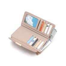 Printed Women's Long Wallet, Korean Version PU Leather Clutch Wallet, Multi-Slot Trifold Money Bag, Large Capacity Student Coin Purse Card Holder, Multi-Functional, Fashionable - Multicolor - View 6