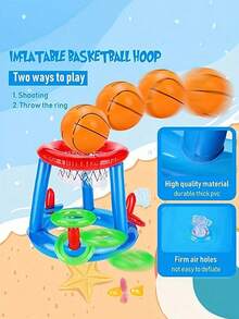Pool Party Inflatable Basketball Hoop Set, Water Basketball, Inflatable Water Basketball Hoop With Ball, For Summer Water Sports And Pool Parties, Basketball Floating Set Iatable Water Hoop, Suitable For Adult Family Entertainment, Outdoor Leisure, Summer Party, Beach, Lake, Water, Spring Essentials, Summer Essentials, Spring And Summer Essentials, Spring Decor, Summer Decor. - Multiple Styles - View 7