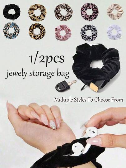 多种款式可选，优雅布艺发带，带隐藏式口袋，拉链弹力发带，便携收纳袋，方便外出携带，内含钥匙、现金、口红等隐蔽隔层 - 便携式非防水时尚配饰发带，马尾辫发套，发带，橡皮筋，发带，发带，发带，发带，适合情人节、圣诞节、节日礼物，适合旅行、外出、商务出行。