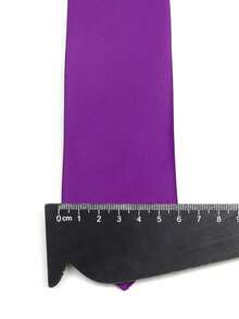 ZLQ&GOU Conjunto de gravata de cetim masculina de 2 peças, gravata roxa premium e lenço de bolso, ideal para eventos de negócios, acessórios e festivais. - Roxa - Ver 5