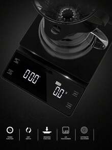 1pc LED Digital Timer Coffee Scale, With Waterproof Mat, Kitchen Baking Scale, Vegetable Fruit Scale, Unit Switch Touch Button, Tea Weighing, Kitchen Tool (Batteries Not Included) [New Year Kitchen Promotion] - Multicolor - View 5