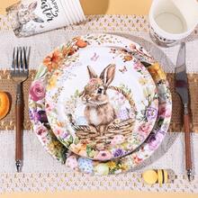 10pcs/20pcs/30pcs/60pcs Easter Party Tableware, 7-Inch And 9-Inch Easter Paper Plates, 9oz Paper Cups With Spring Floral And Pastel Patterns, Disposable Bunny Easter Plates And Cups, Happy Easter Spring Bunny Decorations - Type B - View 7