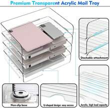 4 Pack A4 Acrylic Letter Tray – Stackable Document Organiser, Transparent Premium Clear Filing Organizer Trays For Magazines, Notes, A4 Size File Paper(Sturdy Design) - View 4