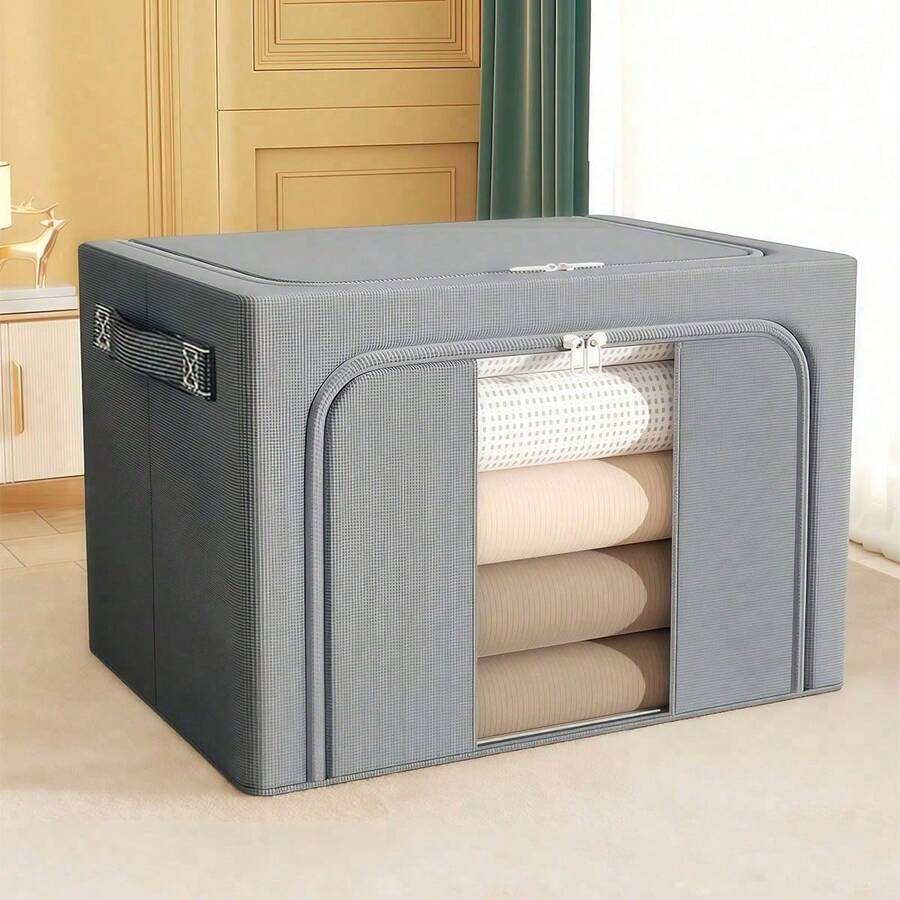 1 hộp đựng quần áo gấp gọn khung thép dung tích lớn, chống thấm nước, chống ẩm, thích hợp cho phòng ngủ, giường ngủ, nhà ở và ký túc xá, hộp đựng quần áo, chăn ga rộng rãi, chống bụi.