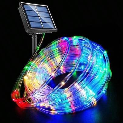 Tira de luces LED alimentada por energía solar, luces de decoración navideña impermeables para exteriores, luces de cadena alimentadas por USB/batería