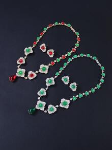 3pcs Luxury Cubic Zirconia Jewelry Set: Necklace And Earrings, Fashion Personalized Necklace Earrings Suit For Evening Gown, Wedding Party, Valentine's Day Gift - Jewelry Sets - View 3