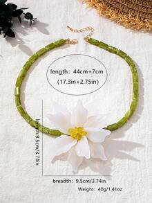 1件欧美跨界甜美3D白茶花竹结项链，小众新款中国风氛围女士项链 - 白色 - 查看 4