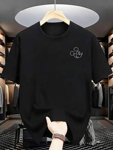[Authorized]1pcs, Disney Men's T-Shirt, Front And Back Prints, Mickey Mouse Series, Round-Neck Casual T-Shirt, Sporty And Breathable - Black - View 2