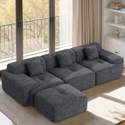 Nalupatio Modular Sectional Sofa Set, Premium Chenille Fabric Upholstery, Soft Skin-Friendly Breathable Anti-Pilling Material, L-Shaped Convertible Couch With 540kg Heavy Duty Weight Capacity, 72H Memory Foam Recovery Time, Ergonomic Design With Soft Cushions, Free Combination Modular System, Pet Friendly Easy Clean Fabric, 2 Boxes Delivery, Easy Assembly Corner Sofa For Living Room