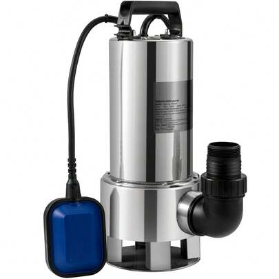 Tauchwasserpumpe, 1300 W, 20000 l/h, mit 10 m Kabel und automatischem Schwimmerschalter, Edelstahl und Gusseisen für schmutzige oder saubere, leere Gartenteiche, Schwimmbäder, Whirlpools