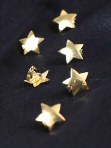 10pcs Gold Metal Textured Star Braided Hair Clips, Fashion Hair Accessories - Gold - View 3