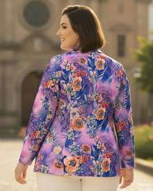 Plus Size Printed Blazer - 紫丁香 - 查看 2
