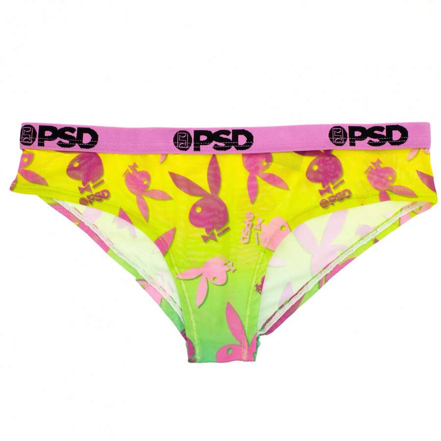 Playboy Pink And Green  Geo Mesh Bikini Panties - 彩色 - 查看 1