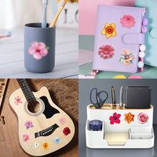 62Pcs Flowers Stickers Pack, Aesthetic Stickers For Suitcase, Journal, Scrapbook, Water Bottle, Laptop, Computer, Skateboard, Notebook,PET Transparent Sticker - Pink - View 4