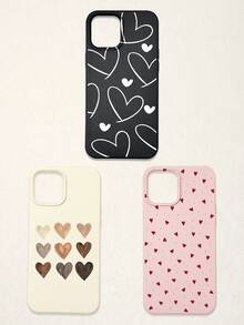 3件套爱心印花仿皮纹理防摔防刮防滑手机壳，可爱爱心美学设计（红色迷你爱心、米色渐变爱心、白色线条爱心），兼容 11/12/13/14/15/16/16 Plus/17/17 Pro/17 Pro Max/16e 和 Galaxy S24 Ultra/S25 Ultra/A06 - 彩色 - 查看 27
