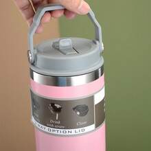 30oz Water Bottles Stainless Steel Insulated Tumbler With Carry Handle Double Walled Leak Proof Fits Most Cup Holder Water Cup For Gym Home Office Travel A-Z Letters Gold Pattern - Multicolor - View 5