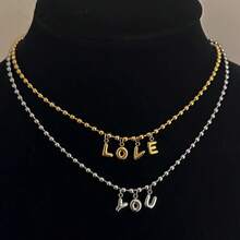 1 chiếc vòng cổ tên hình bong bóng 3D, mặt dây chuyền chữ cái đầu hình bong bóng bằng thép không gỉ, quà tặng trang sức cá nhân hóa, vòng cổ chữ cái đầu tiên hình bong bóng tùy chỉnh - Món quà cá nhân hóa lý tưởng cho bạn bè, cặp đôi và gia đình, phù hợp cho đám cưới, Ngày Valentine, Ngày của Mẹ - Thời trang, cổ điển, tối giản, giản dị, dễ thương, quà tặng độc đáo - Vòng cổ hạt vàng - Xem 4