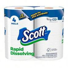 Scott Rapid-Dissolving Toilet Paper For RVs & Boats – 4 Double Rolls (231 Sheets/Roll), Septic-, Clog-Free, 1-Ply - 1 - Xem 10