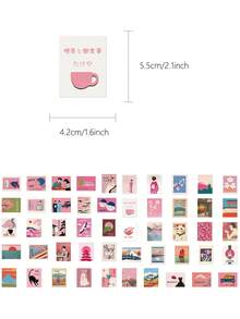 50 piezas Pegatinas estéticas retro japonesas de color rosa para decorar fundas de teléfonos, teclados, tabletas, cuadernos, portátiles, guitarras, cascos, monopatines, suministros de scrapbooking, papelería, pegatinas divertidas, Kindle manualidades libro de sticker estikers - Estética retro japonesa rosa - Ver 7