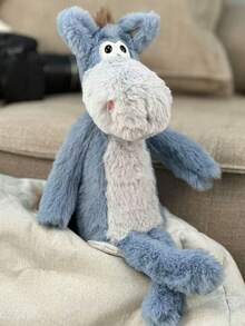 15.75 Inch/40cm Super Soft Plush Donkey Doll - Hazy Blue Plush Animal, Big Eyes, Fluffy Tail, Exquisite Craftsmanship, Cute Cartoon Plush Doll, Suitable For Children And Adults As Gifts, Home Decor, Birthday Gifts, Super Soft Short Plush Material, Skin-Friendly And Comfortable - Dusty Blue - View 1
