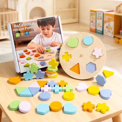 Đồ chơi xếp hình xoay để bàn cho trẻ em, đồ chơi giáo dục sớm, đồ chơi ghép hình và ghép màu sắc, quà tặng đồ chơi xếp hình để bàn.