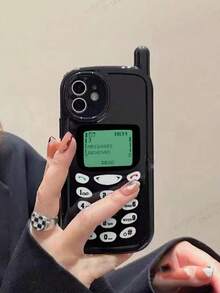 1pc Fashionable 3D Unique Big Boss Phone Case, Suitable For IPhone 17 Pro Max, 17 Pro, 17, 16, 15, 14, 13, 12 Pro Max, 11, Minimalist Retro Cute Shock-Proof Protective Cover, Novel Case - Black - View 3