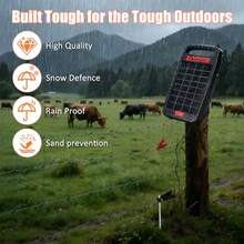 5Miles - Cargador de valla eléctrico solar con alarma de cortocircuito 0.11J Cargador de valla solar 24 horas con panel solar protección continua de 14 días para ganado y protección de depredadores - como en la foto - Ver 4