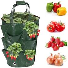 Bolsa colgante para plantar fresas, reutilizable, bolsa invertida para plantar fresas con asa, adecuada para verduras, flores, frutas, jardinería interior y exterior - Multicolor - Ver 2