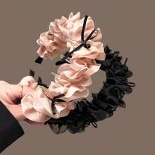 1pc Ballerina Girl Dreamy Bowknot Pleated Headband, High Crown Design With Ruffle Edges, Cute Hair Accessory - Multicolor - View 6