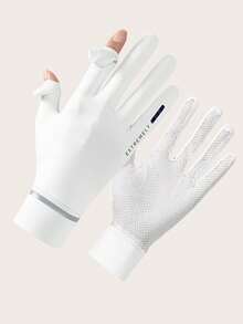 1 Pair UV Protection Gloves, Lightweight Silky Fingerless Design, Anti-Slip Touchscreen Gloves For Driving, Cycling, Summer Season - A - View 13