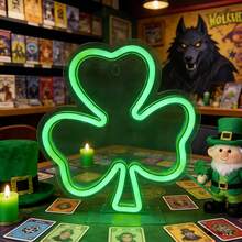 Shamrock LED Neon Wall Light, USB Powered, Lucky Green Shamrock Light, Suitable For Various Occasions Such As Homes, Bedrooms, Dining Rooms, And Parties. - Green color light - View 3
