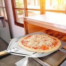 Perforierte Aluminium-Pizzaschaufel 30x39,5 Cm Mit Abnehmbarem Holzgriff – Ideal Für Selbstgebackene Pizzen, Brot & Flammkuchen Durch Optimale Luftzirkulation - Silber - Übersicht 2